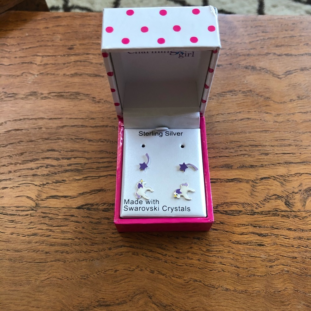 Sterling silver Unicorn/shooting star earrings
